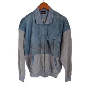 Vintage De Pietri Mens Italian Blue Suede & Knit Jacket Size 46